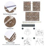 Timeet 3D Vintage Brown Brick Wallpaper 17.7"×393.7" Brick Peel and Stick Wallpaper Brick Wallpaper Brick Self Adhesive Film Faux Textured Wallpaper Stone Look Wall Paper Home Decor Vinyl