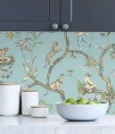 Scalamandre SCS3846 Robin Egg Chinoise Exotique Self Adhesive Wallpaper, Blue
