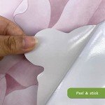 Flortlias Fabric Peel and Stick Floral Wall Decal, Self-Adhesive Peony Flowers Wallpaper, Rose Sticker for Living Room Bedroom Wall Decor (Burgendy Pink Rose Garden)