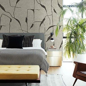 RoomMates RMK12208M Nikki Chu Taupe and Black Peel and Stick Wallpaper Mural