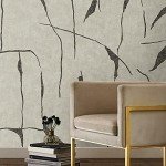 RoomMates RMK12208M Nikki Chu Taupe and Black Peel and Stick Wallpaper Mural