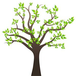 Amaonm Removable Cartoon Giant Brown Tree Wall Decals DIY Leaves Wall Sticker Peel and Stick Wall Decor for Nursery Kids Girls Nursery Room Bedroom Living Room Offices Kindergarten Decoration(Tree)