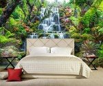 FLFK 3D Mountain Spring Small Waterfall Self-Adhesive Wall Mural Natural Landscape Wallpaper Removable Wall Stickers Large Posters Home Decoration 118x78.7 inches