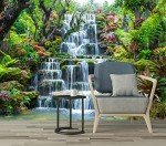 FLFK 3D Mountain Spring Small Waterfall Self-Adhesive Wall Mural Natural Landscape Wallpaper Removable Wall Stickers Large Posters Home Decoration 118x78.7 inches