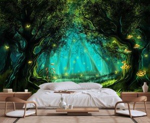Wmjurel Fantasy Forest Wallpaper, Large Wall Background Mural for Living Room Sofa Background Wall Mural(Non-self-Adhesive)