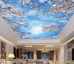 Eierme Sky Cherry Blossom Ceiling 3D Wall Mural Wallpaper 103" x 69"