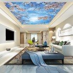 Eierme Sky Cherry Blossom Ceiling 3D Wall Mural Wallpaper 103" x 69"