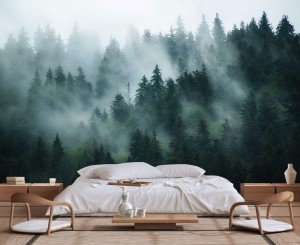 Wmjurel Forest in The Morning Mist, Large Art Wall Mural, Wallpaper for bedrooms, Living Rooms, and bathrooms! (Non-self-Adhesive)