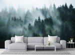 Wmjurel Forest in The Morning Mist, Large Art Wall Mural, Wallpaper for bedrooms, Living Rooms, and bathrooms! (Non-self-Adhesive)