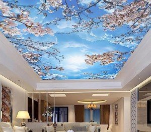Eierme Sky Cherry Blossom Ceiling 3D Wall Mural Wallpaper 103" x 69"