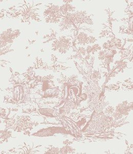 CiCiwind 393.7In×16In Toile Wallpaper Peel and Stick Wallpaper White and Pink Wallpaper for Bedroom Bathroom Removable Self-adhesive Wallpaper Vintage Contact Paper for Walls Covering Decoral Cabinets