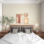 MelunMer Geometric Peel and Stick Wallpaper Gold 393In L 17.7In W Self Adhesive Removable Wallpaper for Bedroom/Bathroom Waterproof Modern Contact Paper for Cabinets Gold Contact Paper Shelf Liner