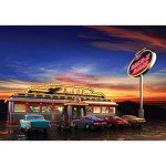 wall26 - Retro American Diner at Dusk - Removable Wall Mural | Self-Adhesive Large Wallpaper - 100x144 inches