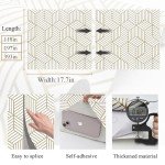 MelunMer Geometric Peel and Stick Wallpaper Gold 393In L 17.7In W Self Adhesive Removable Wallpaper for Bedroom/Bathroom Waterproof Modern Contact Paper for Cabinets Gold Contact Paper Shelf Liner