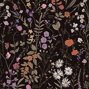 JiffDiff Floral Wallpaper Peel and Stick- Farm Wildwood Daisy Flower Stick on Wallpaper Dark Floral Self Adhesive Contact Paper (17.3" x 118", Timeless)