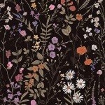 JiffDiff Floral Wallpaper Peel and Stick- Farm Wildwood Daisy Flower Stick on Wallpaper Dark Floral Self Adhesive Contact Paper (17.3" x 118", Timeless)