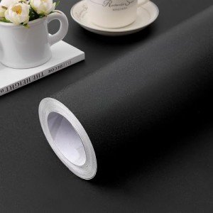 practicalWs 15.7 inch x 590.5 inch Solid Color Black Wallpaper Self Adhesive Removeable Contact Paper for Home Decoration Easy to Install Peel and Stick Wallpaper