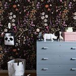 JiffDiff Floral Wallpaper Peel and Stick- Farm Wildwood Daisy Flower Stick on Wallpaper Dark Floral Self Adhesive Contact Paper (17.3" x 118", Timeless)