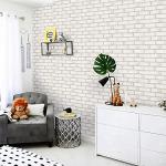 Timeet Brick Wallpaper Peel and Stick Wallpaper Self Adhesive Removable Wallpaper 17.7"×197" Beige White Brick Wallpaper for Laundry Room Bedroom Decoration Easy to Install
