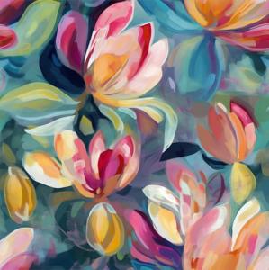REDAMANCY Colorful Blur/Green Magnolia Floral Pink/Red Flower Abstract Art Peel and Stick Wallpaper Stick on Contact Paper Vintage Wall Paper Easy Peel Off for nightstand Drawer Cabinet Renter