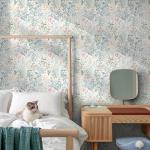 Fititem Floral Peel and Stick Wallpaper Floral Boho Contact Paper Flower Removable Self Adhesive Waterproof Wallpaper for Bathroom Bedroom Nursery Wildflower Botanical Contact Paper 17.3inW 197inL