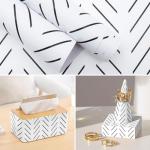 Erfoni Black and White Peel and Stick Wallpaper Modern Herringbone Contact Paper 17.7inch x 393.7inch Black Geometric Removable Wallpaper Modern DIY Self Adhesive Wall Paper for Livingroom Decor