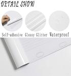 White Contact Paper Gloosy Peel and Stick Wallpaper Self Adhesive Wallpaper Removable Glitter Contact Paper Waterproof Vinyl Film Decorative for Kitchen Cuntertop Cabinet 23.6″x118″