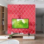 58PCS Wall Mirror Sticker Decal, Removable Mural Stickers Geometric Art Decor Diamond Shape Acrylic Mirror Wall Sticker Decal for Bedroom Home Living Room DIY Decor