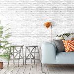 Cohoo Home Brick Wallpaper Peel and Stick Contact Paper 197inL 18inW Faux 3D Brick Contact Paper for Walls White Gray Grey Self Adhesive Removable Wallpaper Backsplash Bedroom Wall Sticky Waterproof