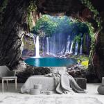 YQWDMX - 3D Cave Waterfall Natural Landscape Wallpaper for Bedroom (Not Peel and Stick)