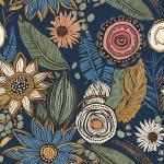 Blue Boho Wallpaper Peel and Stick,Vintage Floral Contact Paper 17.5" x 393.7", Retro Flower Paisley Botanical Wall Paper Self Adhesive Removable Waterproof for Walls Shelves Cabinet Table Decoration