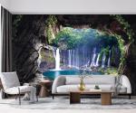 YQWDMX - 3D Cave Waterfall Natural Landscape Wallpaper for Bedroom (Not Peel and Stick)