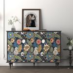 Blue Boho Wallpaper Peel and Stick,Vintage Floral Contact Paper 17.5" x 393.7", Retro Flower Paisley Botanical Wall Paper Self Adhesive Removable Waterproof for Walls Shelves Cabinet Table Decoration