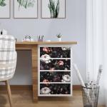 Laatse Dark Floral Peel and Stick Wallpaper, Vintage Floral Contact Paper, Waterproof Self Adhesive Boho Decor Black Rose Wall Paper for Bedroom Walls Bookcase Drawers 17.5in x 9.8ft