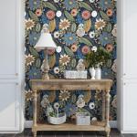 Blue Boho Wallpaper Peel and Stick,Vintage Floral Contact Paper 17.5" x 393.7", Retro Flower Paisley Botanical Wall Paper Self Adhesive Removable Waterproof for Walls Shelves Cabinet Table Decoration