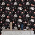 Laatse Dark Floral Peel and Stick Wallpaper, Vintage Floral Contact Paper, Waterproof Self Adhesive Boho Decor Black Rose Wall Paper for Bedroom Walls Bookcase Drawers 17.5in x 9.8ft