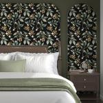 VOLEAAR Dark Peel and Stick Wallpaper Vintage – Dark Green Leaf Removable Self-Adhesive Vinyl for Bathroom Bedroom Kitchen Drawer Cabinet, Black Green Gold Floral Wall Decor Retro Style 17.5" x 118"