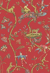 NuWallpaper x Scalamandre Red Tomato Chinoise Exotique Self Adhesive Wallpaper, SCS3844