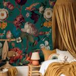 Zeeko Floral Peel and Stick Wallpaper Removable Mural Vintage Wallpaper (59" W x 98") Self-Adhesive Wall Mural for Bedroom Livingroom Home Art Decor, Blue