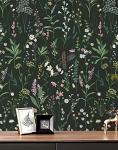JiffDiff Floral Wallpaper Peel and Stick 118" x 17.3" Farm Floral Wildwood Stick onWall Paper Dark Self Adhesive Contact Paper Coverage 14.2 sq.ft