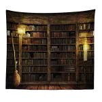 Vintage Bookshelf Wall Hanging - Study Room Picture Tapestry Retro Bookshelf Wall Art Library Bohemian Hippie Tapestries Bedroom College Dorm Decor