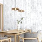 Peel and Stick Wallpaper Herringbone Striped Wallpaper 17.3"x393" White and Blue Wall Paper Boho Contact Paper Self Adhesive Removable Wallpapers Decorative for Bedroom Bathroom Cabinets Vinyl Roll