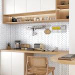 Peel and Stick Wallpaper Herringbone Striped Wallpaper 17.3"x393" White and Blue Wall Paper Boho Contact Paper Self Adhesive Removable Wallpapers Decorative for Bedroom Bathroom Cabinets Vinyl Roll