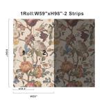 Zeeko Floral Peel and Stick Wallpaper Mural Beige Flower Wallpaper for Bedroom TV Background Large Wall Murals Wall Paintings Art Deco 98" H x 59" W (Covers 40 sq. ft.)