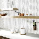 Erfoni Black and White Peel and Stick Wallpaper Modern Herringbone Contact Paper Bathroom 17.7inch x 236.2inch Geometric Removable Wallpaper Peel and Stick Backsplash Self Adhesive Contact Paper