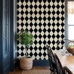 Simon&Siff Retro Peel and Stick Wallpaper Black and White Wallpaper Vintage Plaid British Geometric Wall Paper for Bathroom Kitchen Cabinet Contact Paper 17.3"x236"