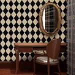Simon&Siff Retro Peel and Stick Wallpaper Black and White Wallpaper Vintage Plaid British Geometric Wall Paper for Bathroom Kitchen Cabinet Contact Paper 17.3"x236"