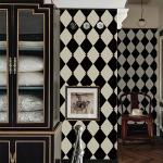 Simon&Siff Retro Peel and Stick Wallpaper Black and White Wallpaper Vintage Plaid British Geometric Wall Paper for Bathroom Kitchen Cabinet Contact Paper 17.3"x236"