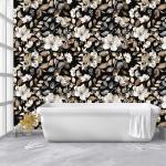 Wookmmy Vintage Dark Black Floral Peel and Stick Wallpaper Modern Botanical Flower Waterproof Removable Self Adhesive Vinyl Contact Wall Paper for Farmhouse Bathroom 17.7" X 124" Roll