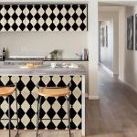 Simon&Siff Retro Peel and Stick Wallpaper Black and White Wallpaper Vintage Plaid British Geometric Wall Paper for Bathroom Kitchen Cabinet Contact Paper 17.3"x236"